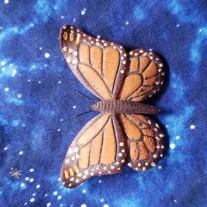 Handmade Leather Butterfly Brooch